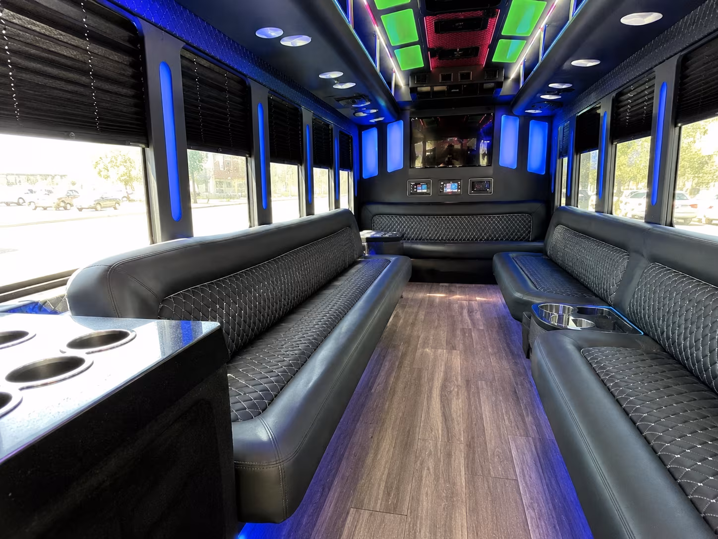 fountain valley 15 passenger party bus inside