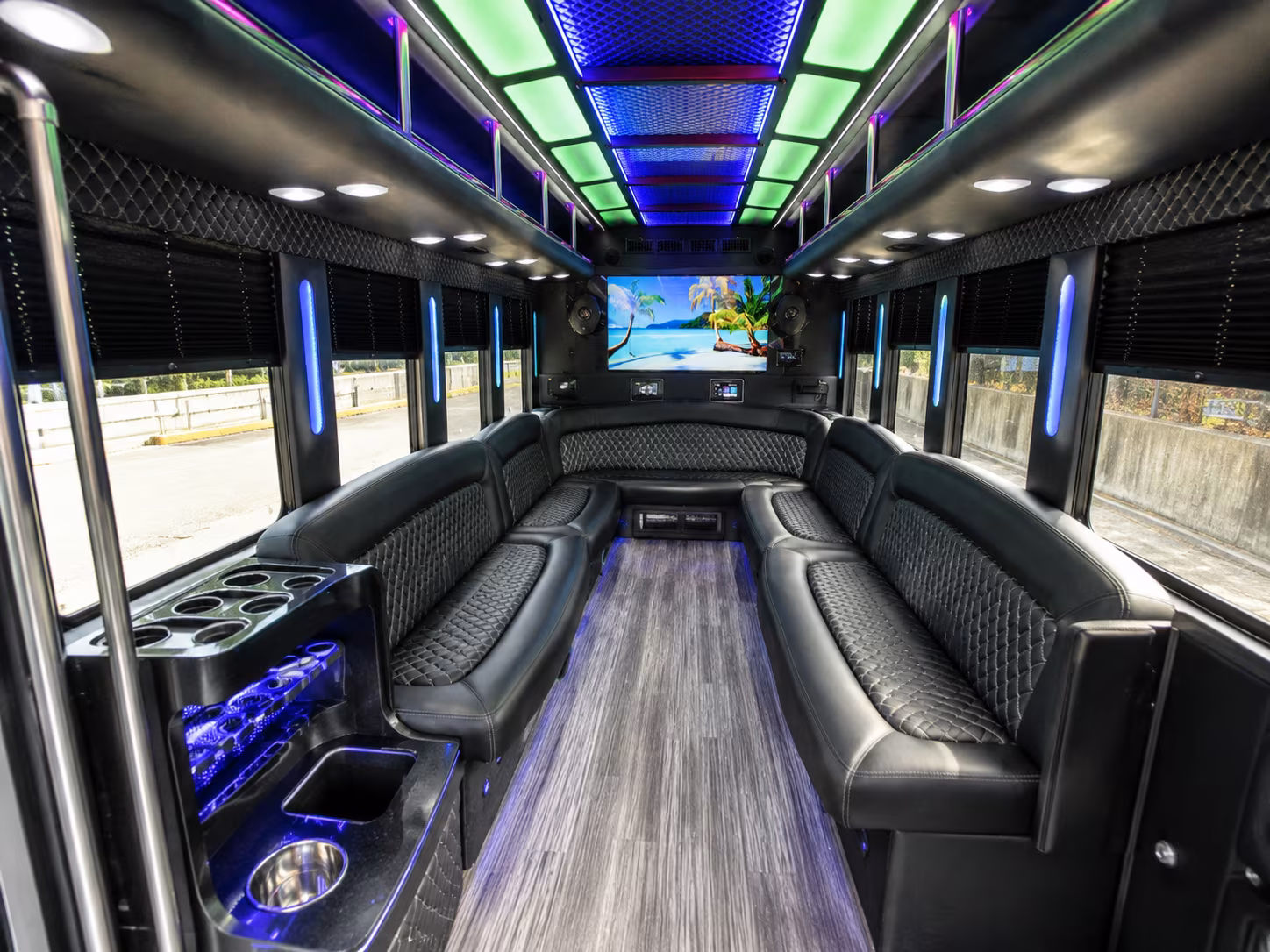 fountain valley 18 passenger party bus inside