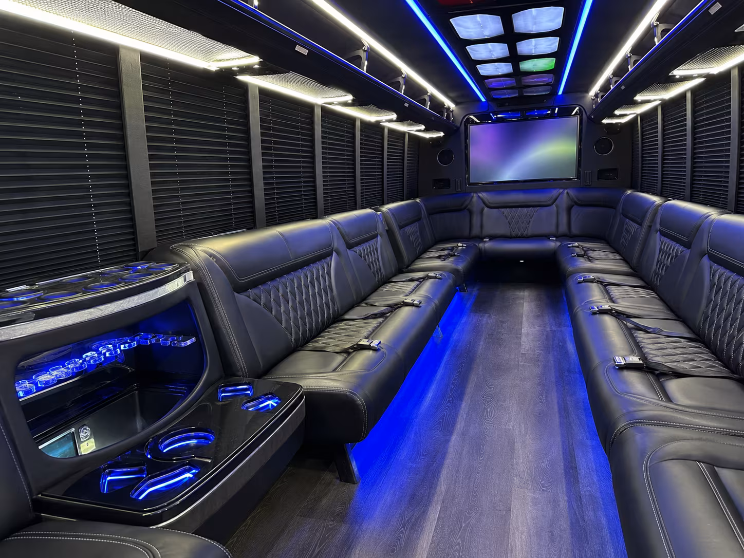 fountain valley 20 passenger party bus inside