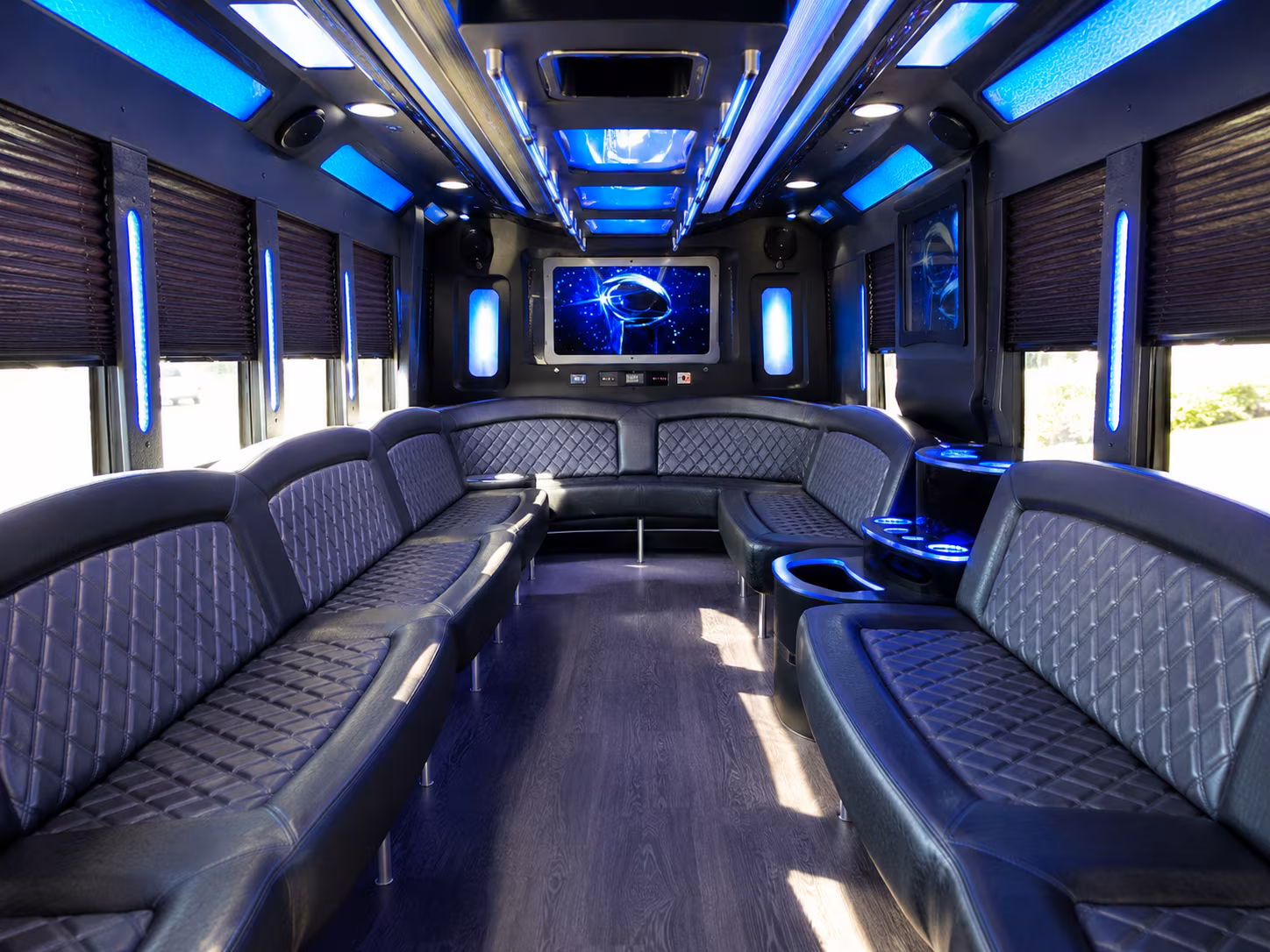 fountain valley 28 passenger party bus inside